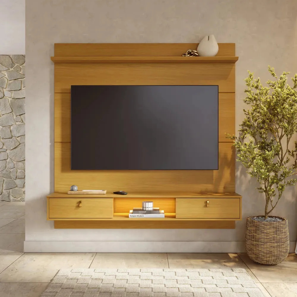 Painel Bali Para Tv Moderno Luxo Cor Naturale M Casa Móveis