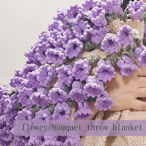 Diy Crochet Flowers Rose Bouquet Blanket Handmade Soft And