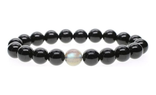 Pulsera Protección Turmalina Negra Labradorita 8mm