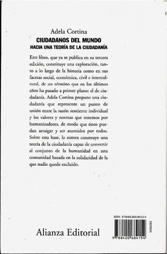 Libros De Filosofía: Ciudadanos Del Mundo Por Adela Cortina (Usado)