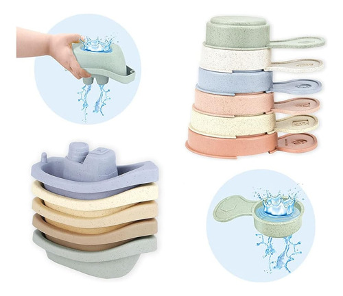 Juguetes De Baño Barcos Flotantes Con Cuchara De Baño, 11 Pc