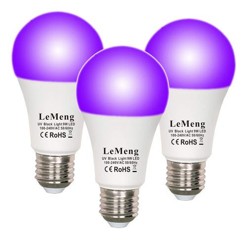 Lemeng Led Black Lights Bulb 9w Blacklight A19(75watt Equiv.