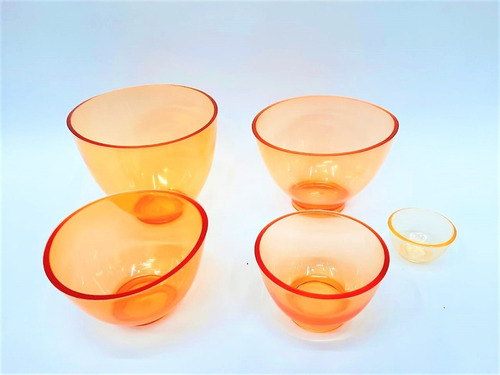 Bowl Facial, Vasija Flexible, Kit 5 Pzas, Colores Color Naranja