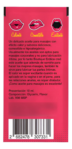 Gel Lubricantes Íntimos Calor 10 Ml Adulto Aceite Pack X 4
