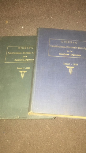 Digesto Constitucional, Electoral Y Municipal  Arg. 1923. 2t