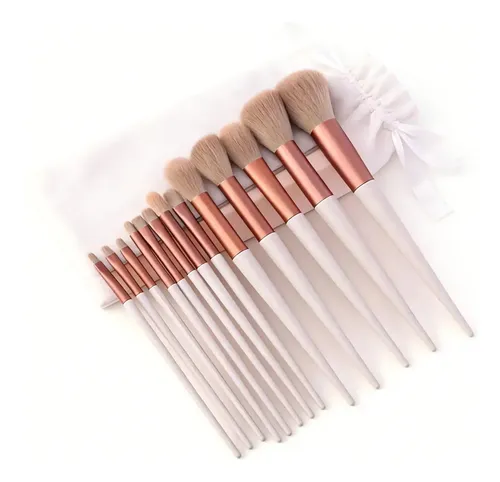 Kit Pinceis Maquiagem Com 13 Unidades Sombra Blush Corretivo Marrom