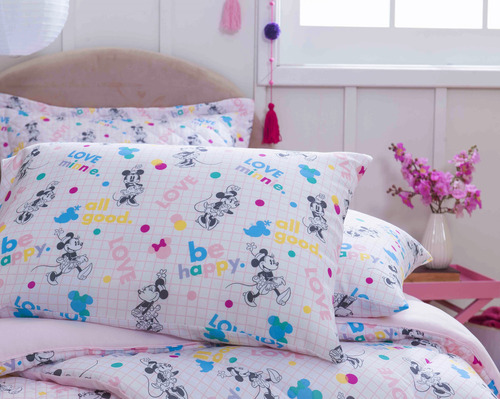 Colcha Solteiro Estampada Dupla Face Toque De Magia Disney Minnie Be Happy