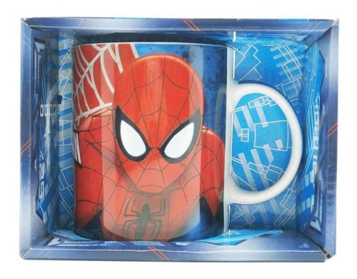 Taza Cerámica Spiderman Hombre Araña  En Caja Contenedora