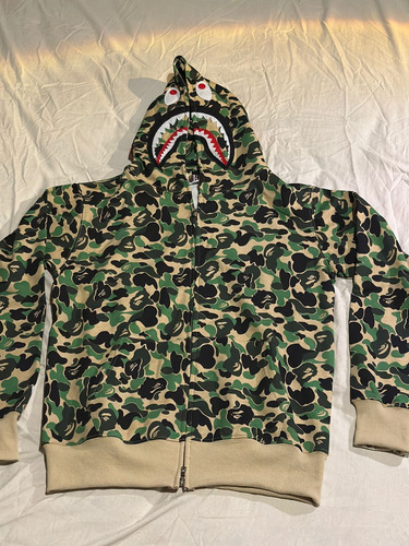 Campera Bape Shark Verde Militar Estilo Streetwear Premium