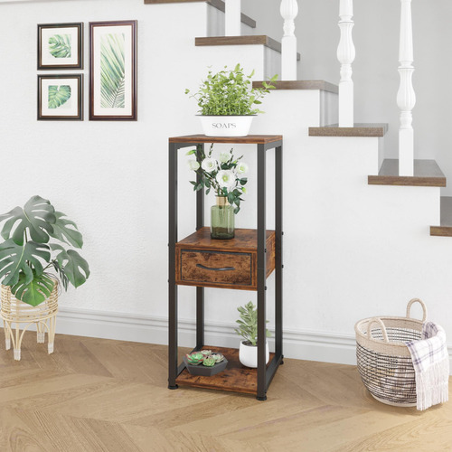 Soporte Alto Para Plantas De 3 Niveles Con Cajón De Tela