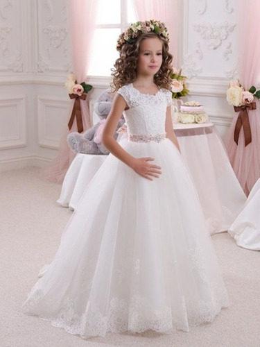 Imagen 5 de 9 de Vestido De Lujo Bautizo Primera Comunión Bodas Cumpleaños Fi