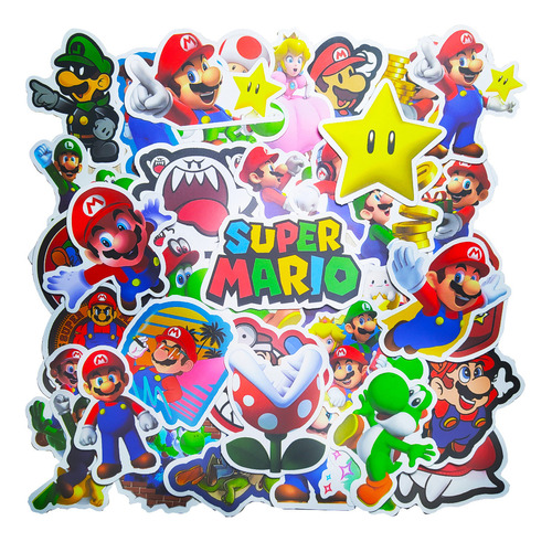 Stickers Calcomanias Super Mario Pack 50 Und Gamer
