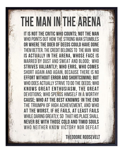 Teddy Roosevelt Man In The Arena Cita Inspiradora Impresión 