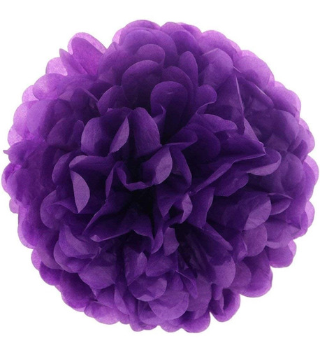 Pompones Papel De Seda Violeta Fiestas Eventos Setx6 15cm