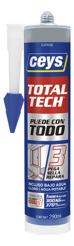 Adhesivo Sellador Totaltech Gris 290 Ml Puede Con Todo Ceys