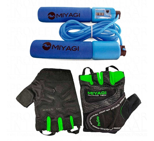 Combo Miyagi Lazo Saltar Guantes Ejercicio Mini Bola Masajes