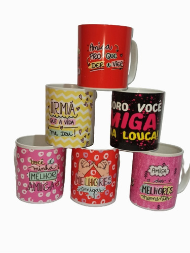 Kit 6 Canecas Lembrança Amiga Amizade 350ml