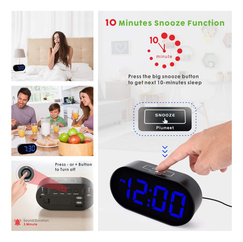 Reloj Despertador Led Digital Con Brillo Ajustable Y Alarma