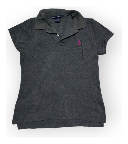 Playera Ralph Lauren Sport Mediana Gris Poni Rosa De Mujrr