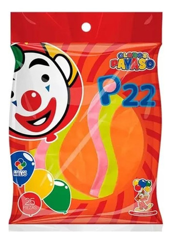 Globo Latex Payaso #22 Colores Surtidos, Bolsa/25 Piezas 