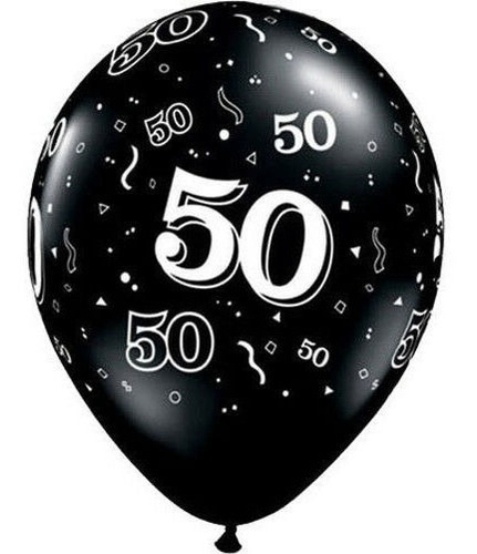 Set X 10 Globos De Látex Cumpleaños 50  Negro Onyx 11