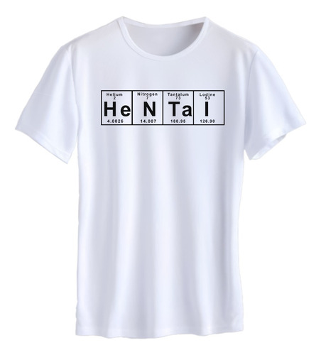 Remera Hentai Tabla Periodica Corte Recto Blanca