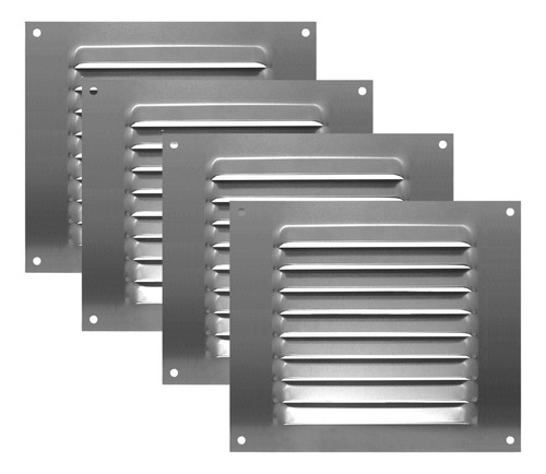 Kit 4 Grades De Ventilação Quadrada De Alumínio 25x25cm Itc