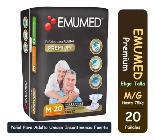 Pañales Para Adultos Emumed Premium Mediano X 20 unidades