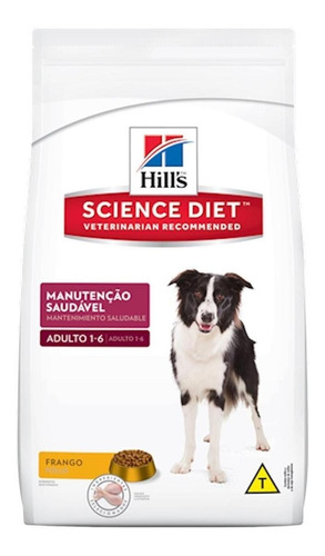 Alimento Hill's Science Diet Manutenção Saudável para cão adulto de raça média sabor frango em sacola de 7.5kg