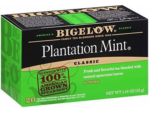 Bigelow Plantación De Té De Menta Negro Sacos Cajas De 20-c