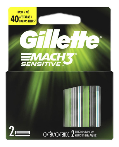 Cartuchos Para Afeitar Gillette Mach3 Sensitive X 2 Un