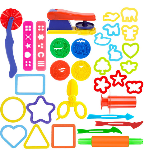 Juego De Herramientas De Masa Para Niños 32 Piezas Color Ale