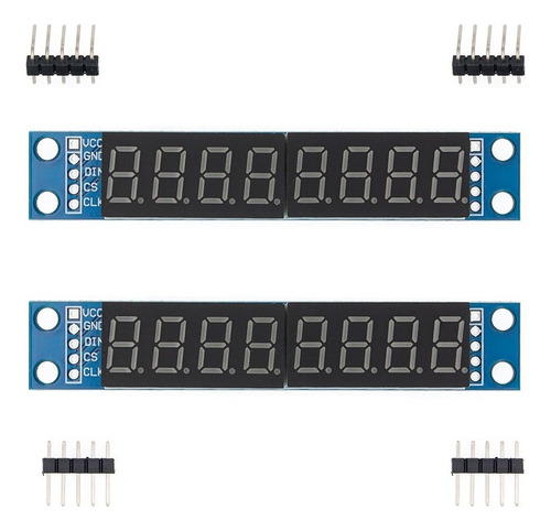 Kit 2 Placas Display 7 Segmentos 8 Dígitos Rojos Max7219