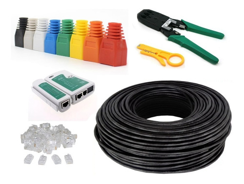 Kit  Cable Red Utp Cat5e  100mexterior Doble Forro Antiagua