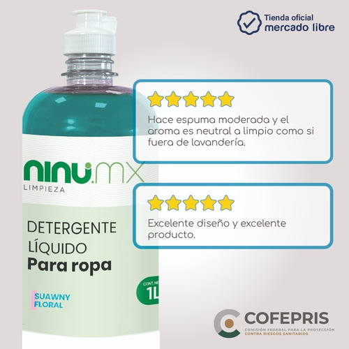 Imagen 2 de 7 de Jabon Liquido Para Ropa Ninu 5 Litros Detergente Para Ropa
