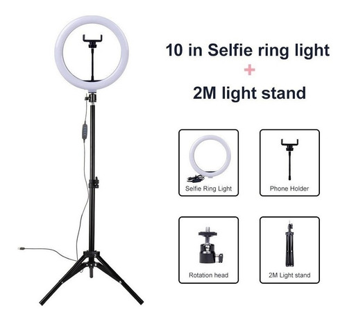 Ring Light Led Completo Iluminador Portátil 26cm Tripé