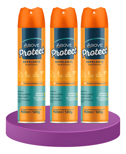Repelente De Insetos 3 Unidades Above Protect 150ml Dengue
