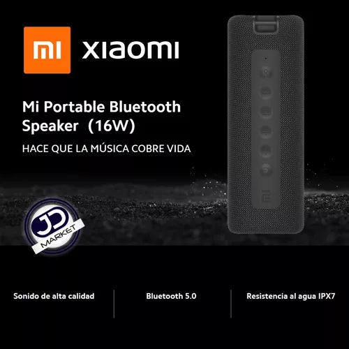 Bocina Bluetooth Xiaomi Mi Portable Resistente A Salpicaduras De 16w Color  Negro