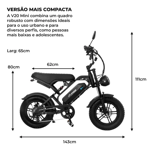 Bicicleta Bike Eletrica V20 Mini 750w 32 Km Autopropelido