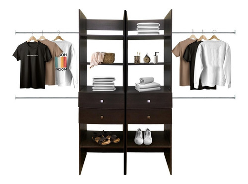 Closet Verona 2 Cajoneras Premium Ajustable Color Marrón