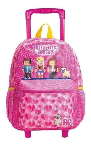 Mochila Escolar Menina Authentic Games 20m Rodinha G Sestini Cor Rosa-chiclete