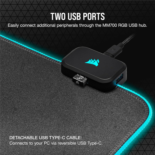 Corsair Mm700 Rgb, Pad De Mouse Para Juego Con Rgb Con Usb