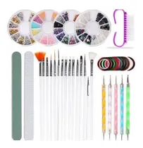 Comprar Kit Decoración Uñas Pinceles Cintas Strass Dotting Oferta
