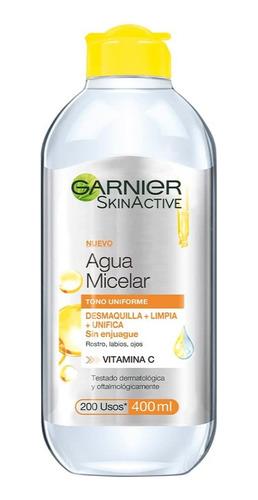 Garnier Face Express Aclara Tono Uniforme Agua Micelar 400ml