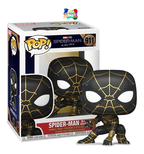 Spider Man No Way Home Funko Pop Traje Negro Dorado Cf