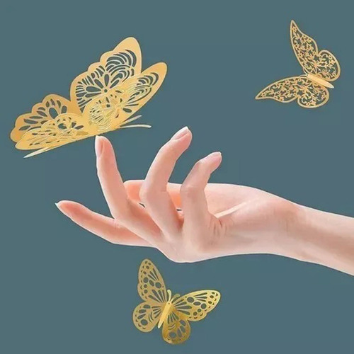 A 144pzs Mariposas Decorativas, 3d Pared Colore Metalicos