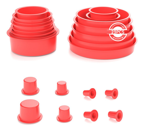 Ancel Kit De Tapones De Tapa Roja Automotriz, Juego De 23 Pi