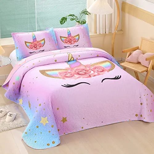 Juego De Cama De Unicornio De Microfibra Suave, Juego D...