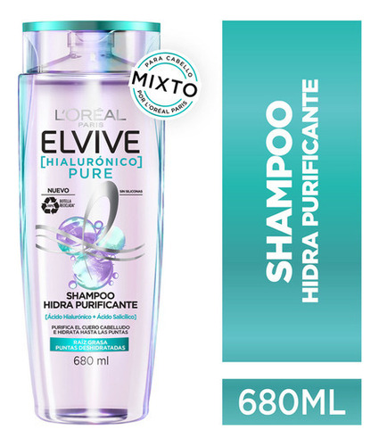  Shampoo Elvive Hialurónico Pure 680 Ml