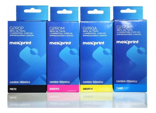 Kit de 4 recargas de tinta Maxprint compatible con tinta negra, cian, amarilla y magenta de Canon G3110